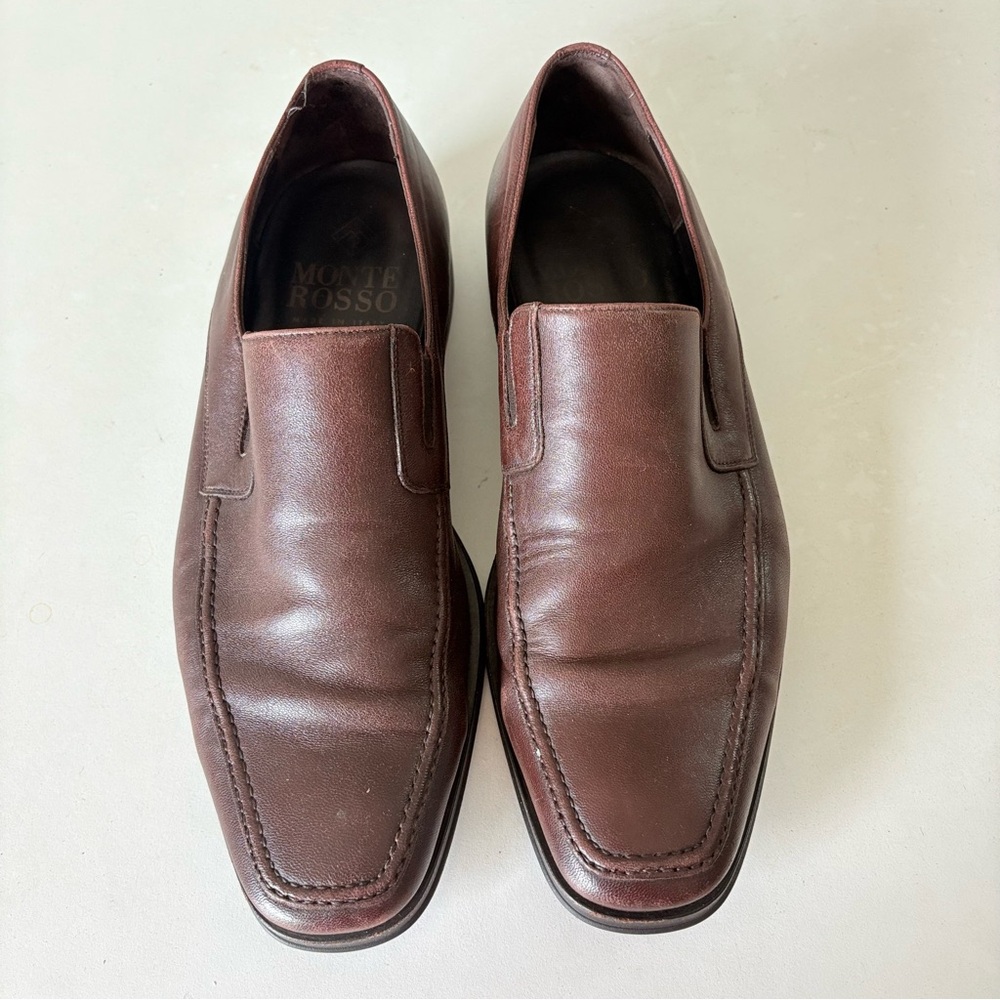 Monte Rosso Luca Dress Shoes Brown Leather Loafers Men’s Size 8 M Made In Italy